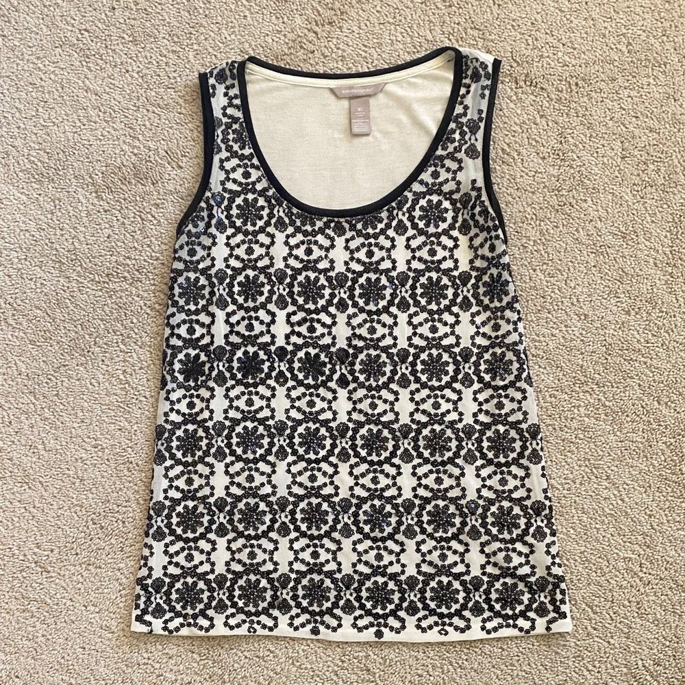 Banana Republic Black Floral Sequin Blouse size XS - Picture 2 of 7